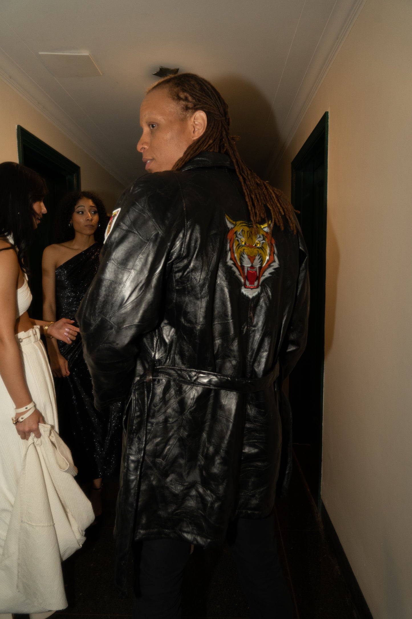 Leather cats trench