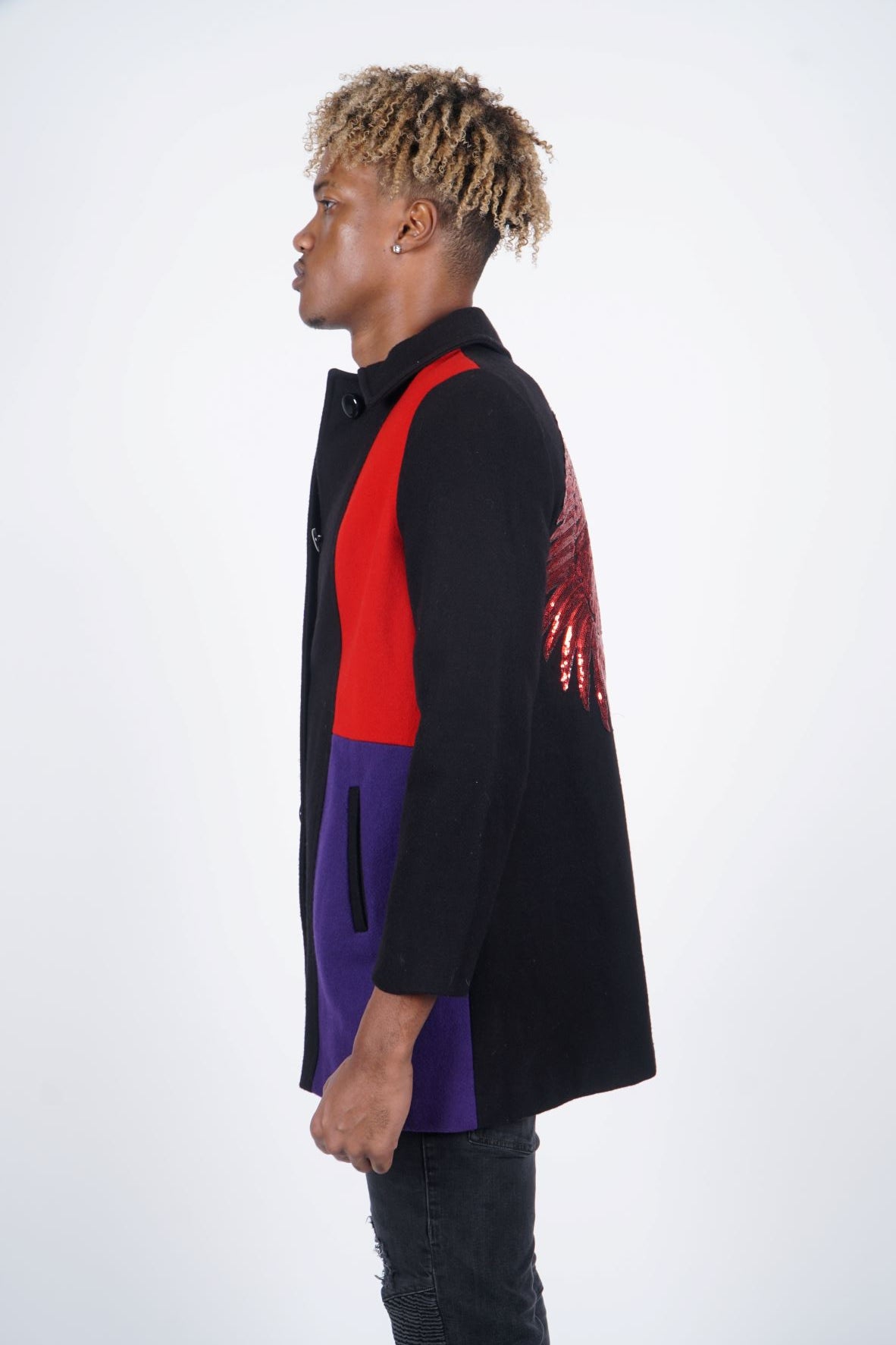 Color Block Wool Trench