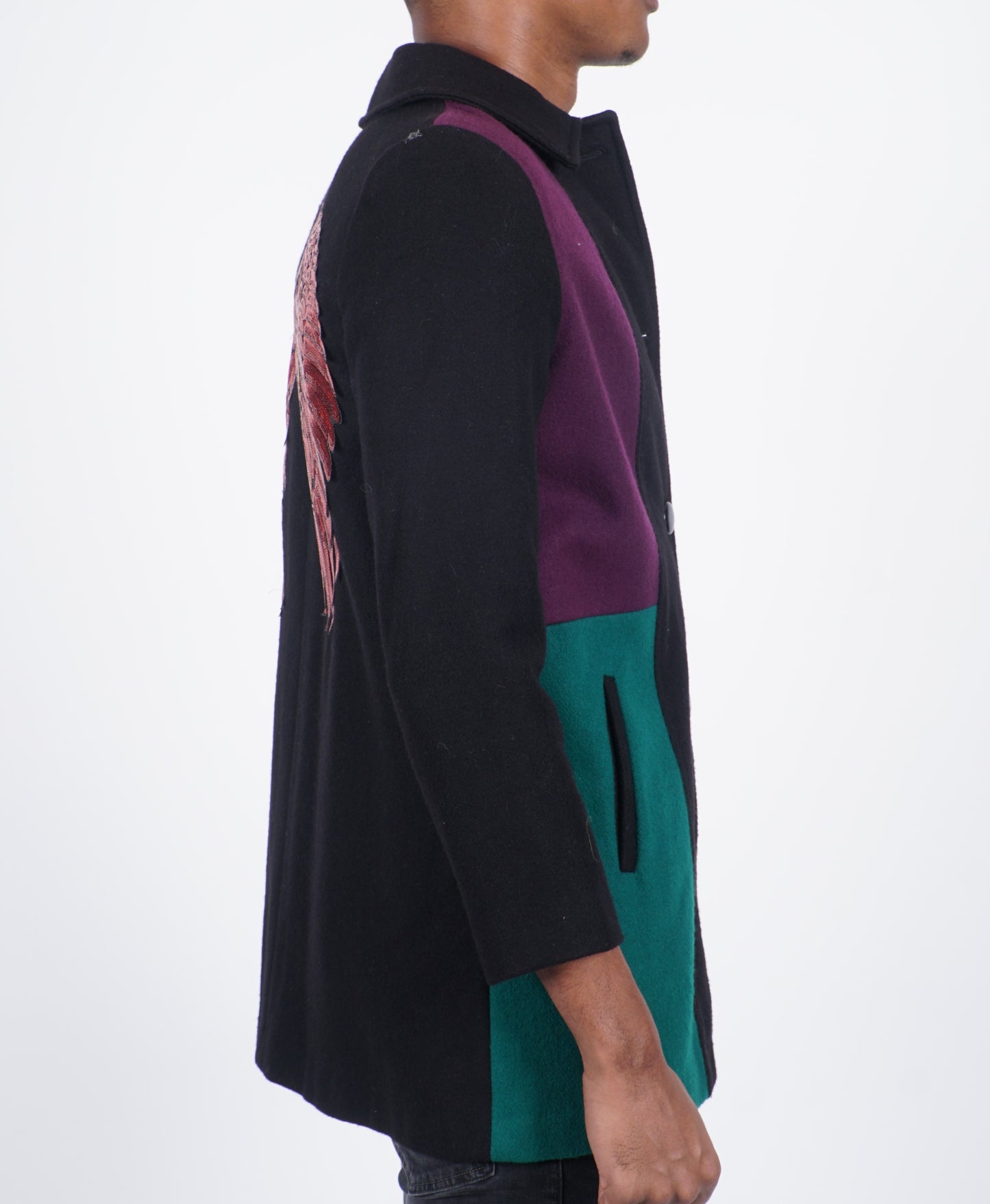 Color Block Wool Trench