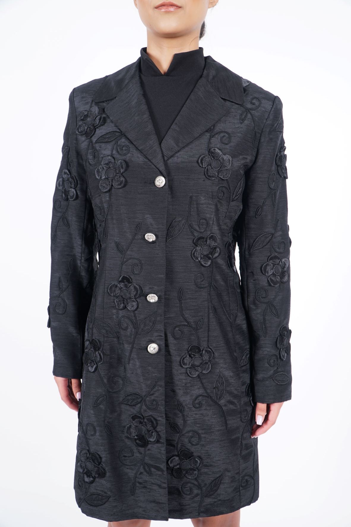 Black Flower hotsell Design Trench Coat