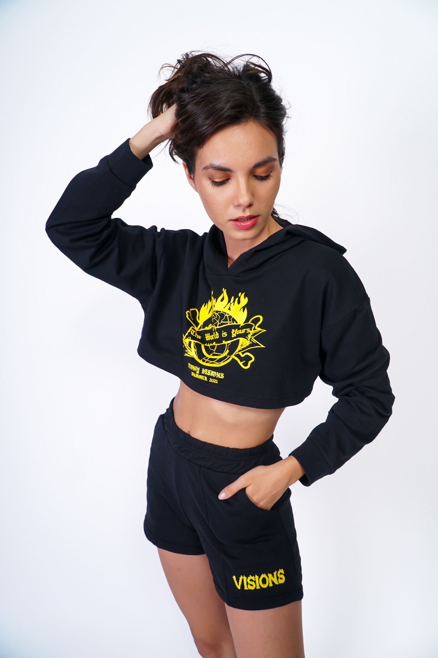 The world is yours crop hoodie