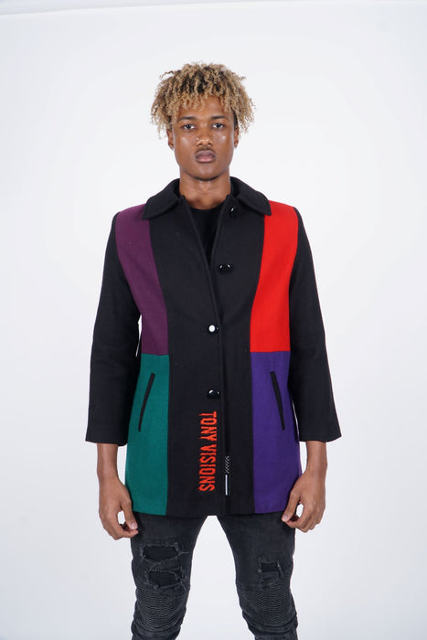 Color Block Wool Trench
