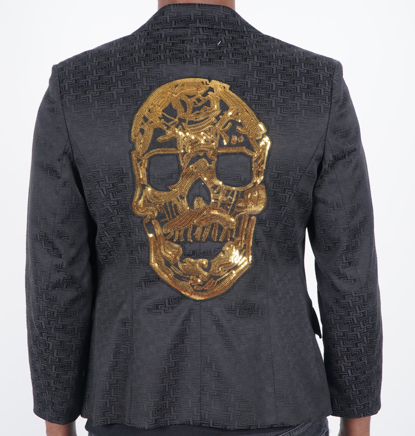 Black patterned skull blazer