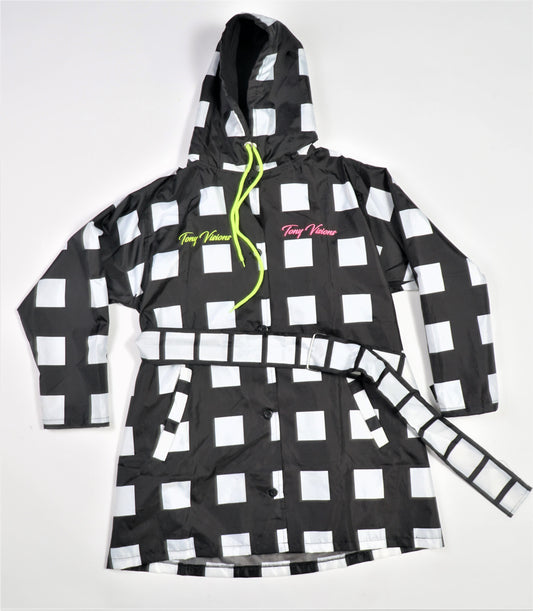 Checkered Nylon Trench Coat