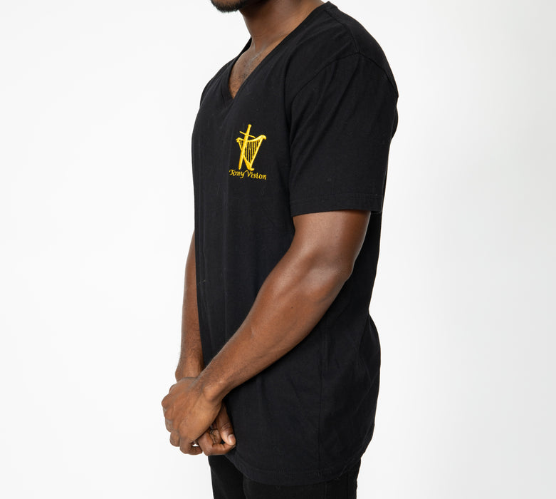 Black Men's V-Neck Shirt