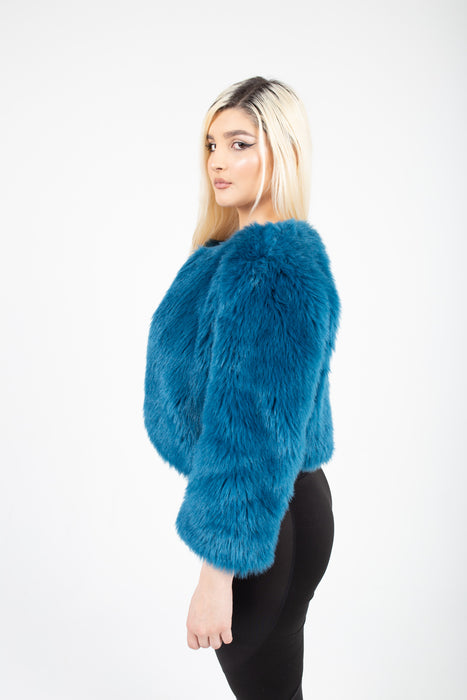 Blue Luxury Fur Coat