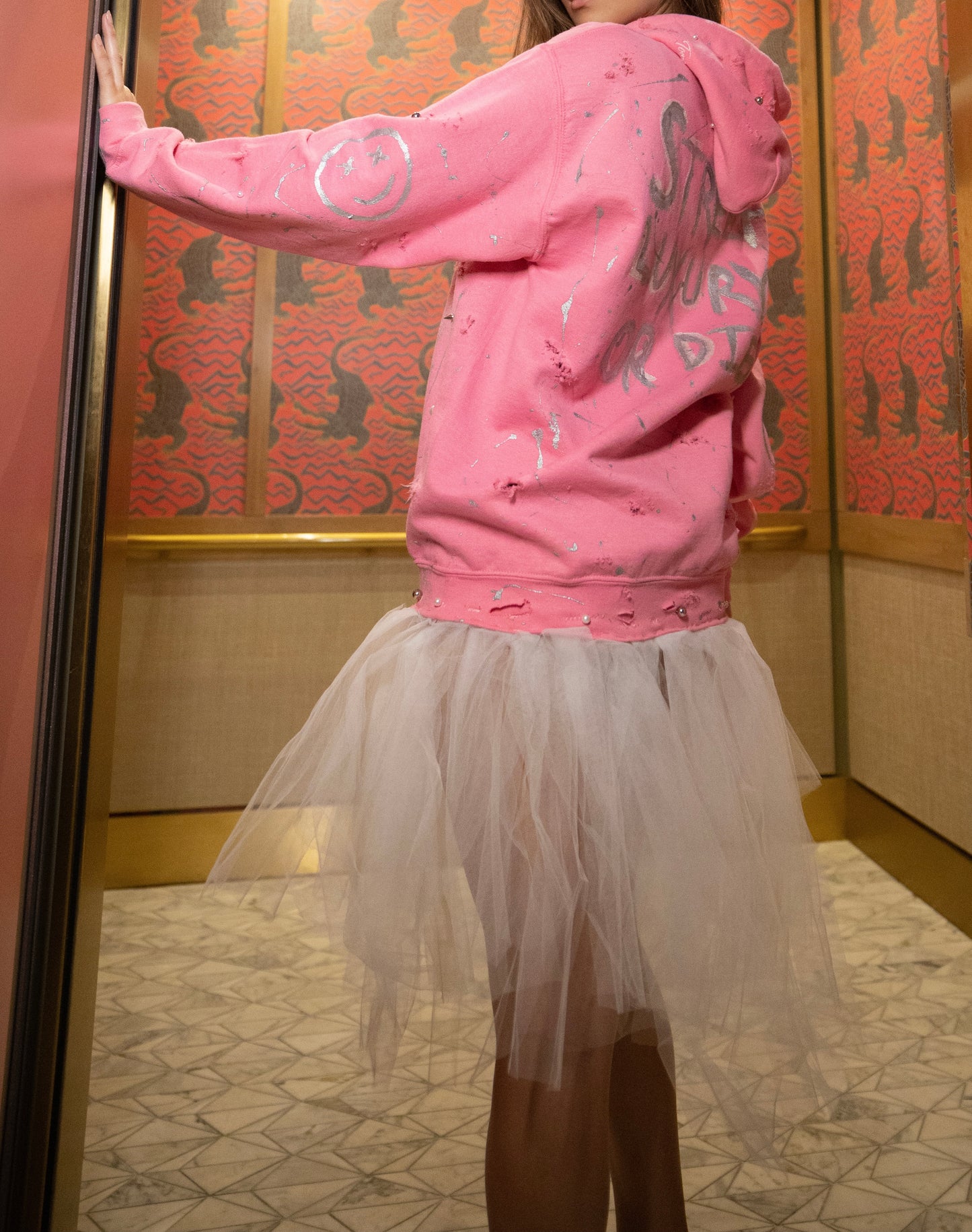 Street Lux Pink Hoodie Skirt